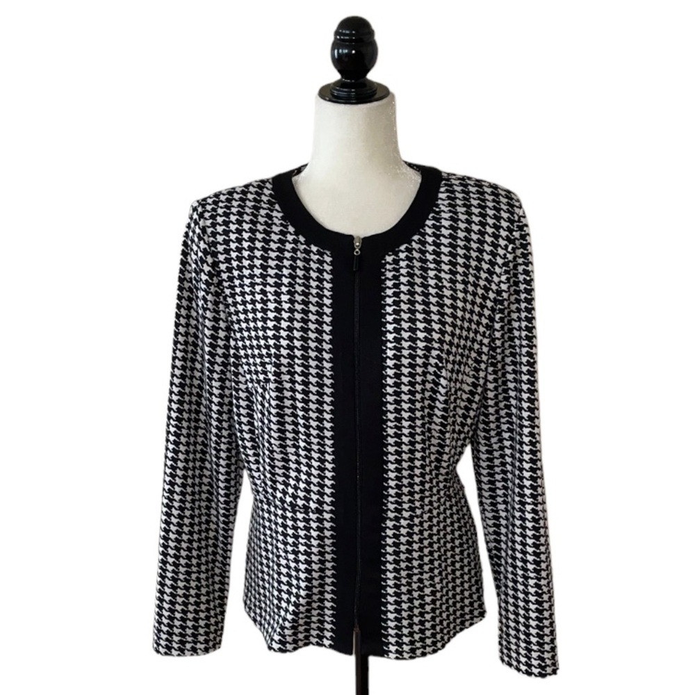 Studio One Houndstooth Zip Up Jacket